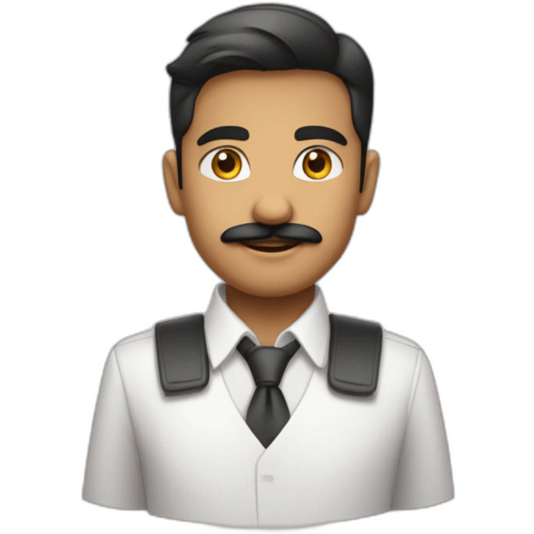 indian white tone boy as a Businessman in plain white shirt with sleeve up and mustach emoji