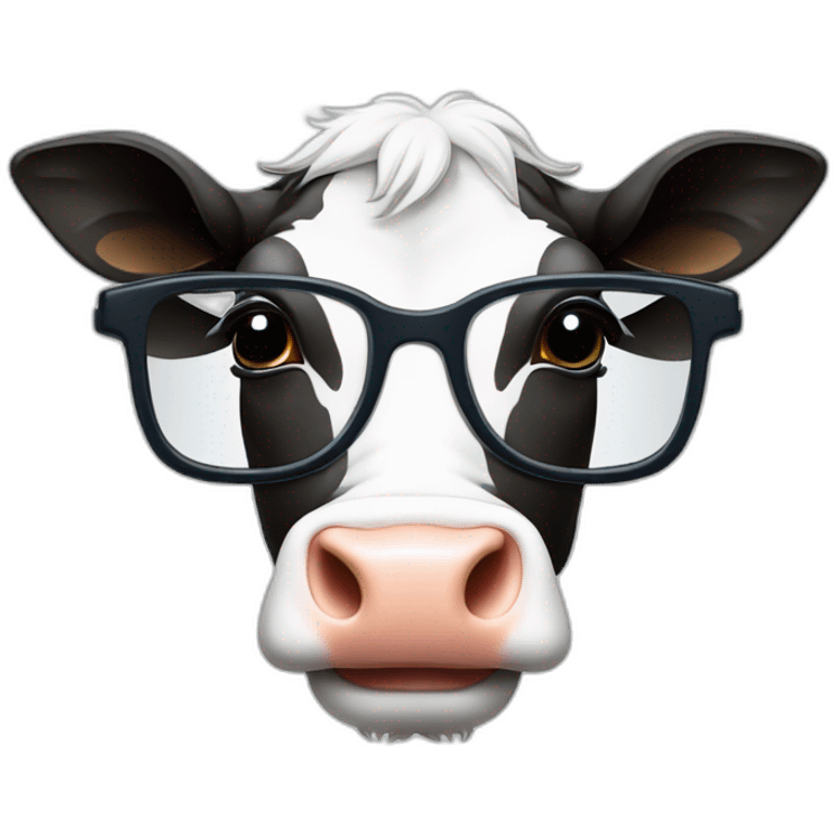 Une vache avec des lunettes emoji