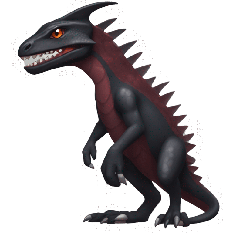 cool edgy black and maroon Dark-type nargacuga reptile Pokémon full body emoji