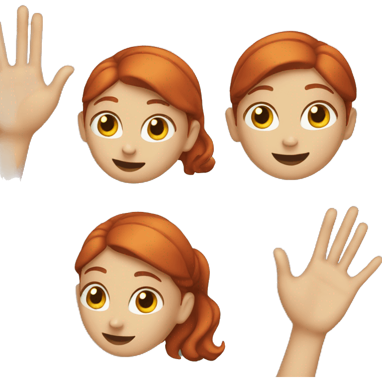 Redhead girl waving emoji