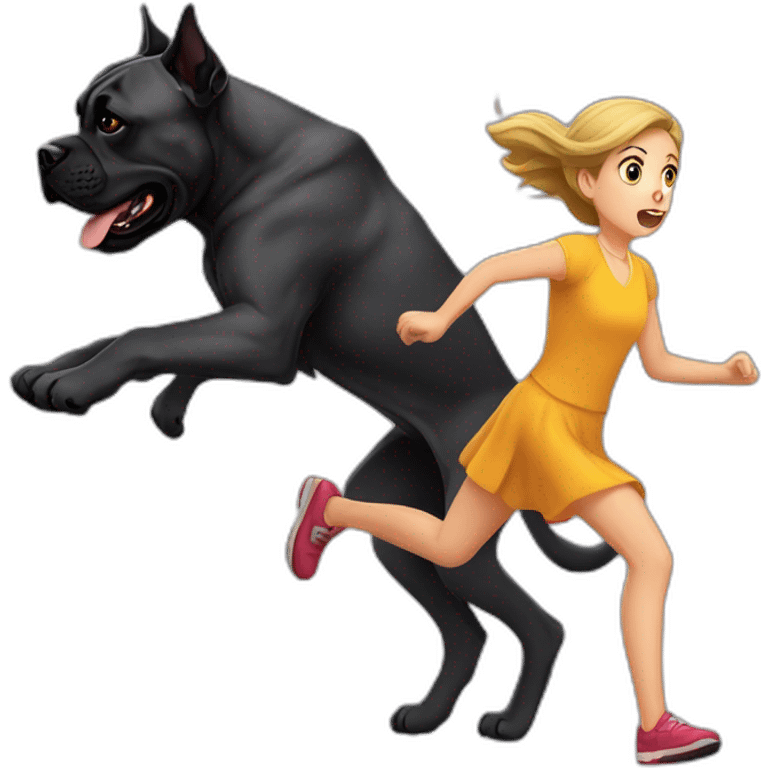 Cane Corso chasing a girl who is scared  emoji