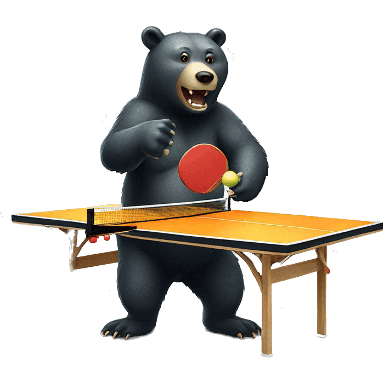 Bear playing table tennis with a crocodile emoji