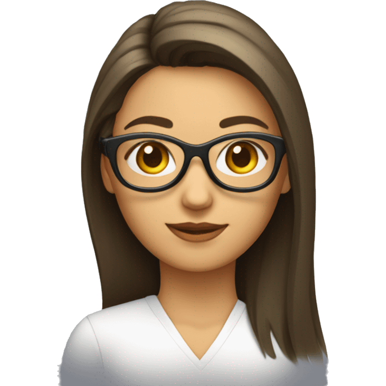 Una mujer con pelo por el cuello flequillo y gafas emoji