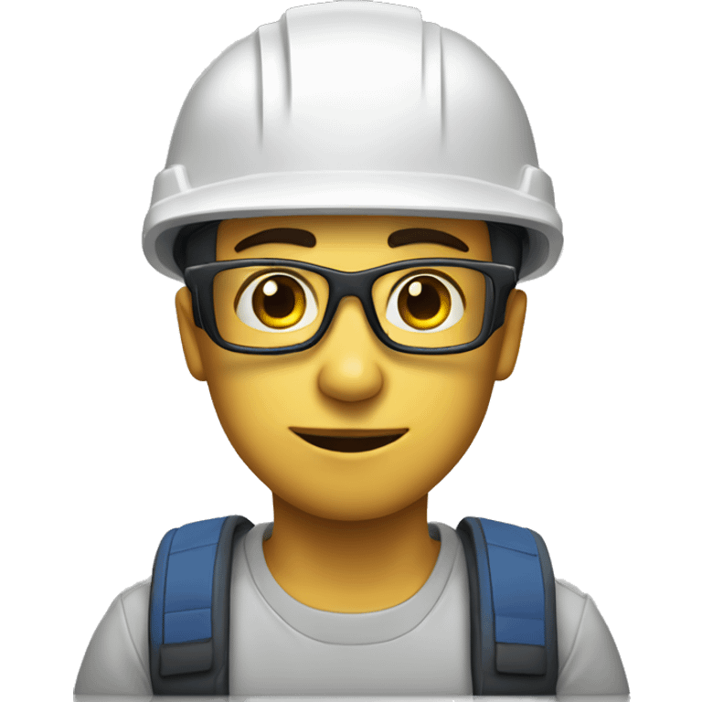 Young man wearing a safety helmet, earplugs and glases  emoji