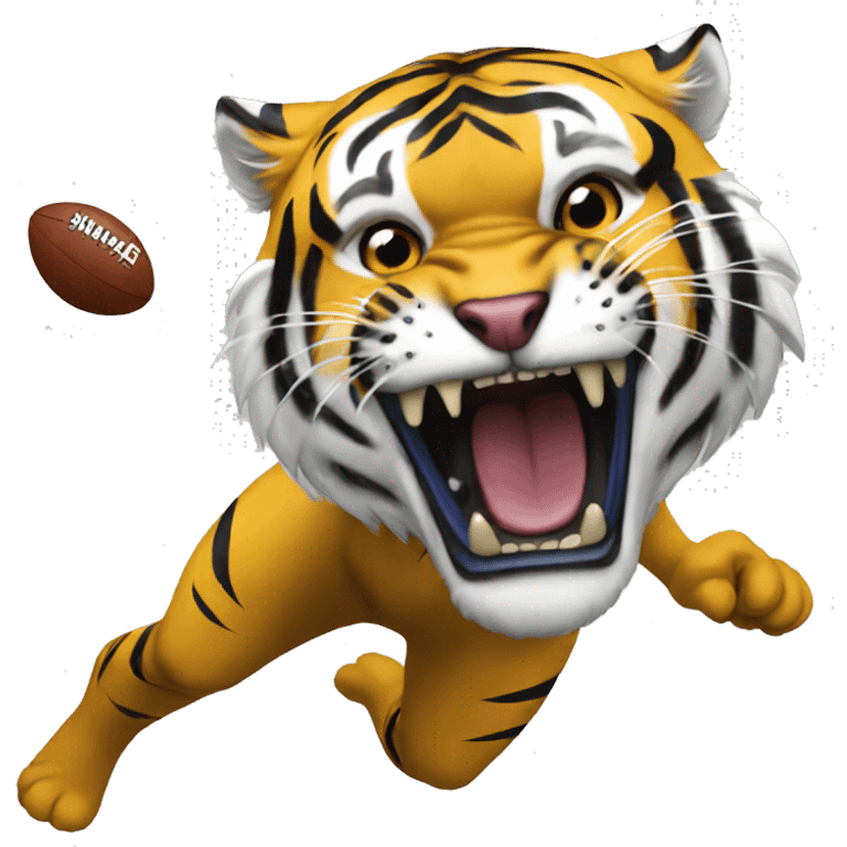 A Missouri tiger beating a kansas Jayhawk emoji