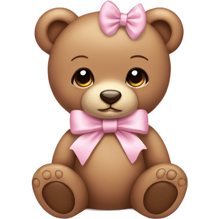 baby teddy bear with pastel pink bow  emoji