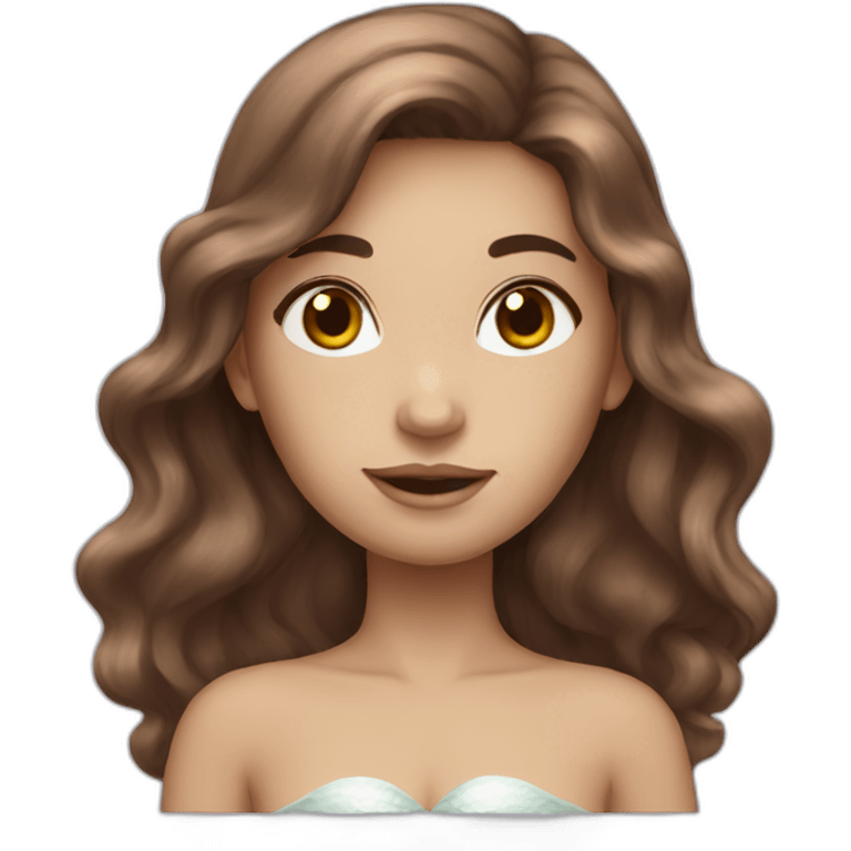 Brown-hair-white-mermaid emoji