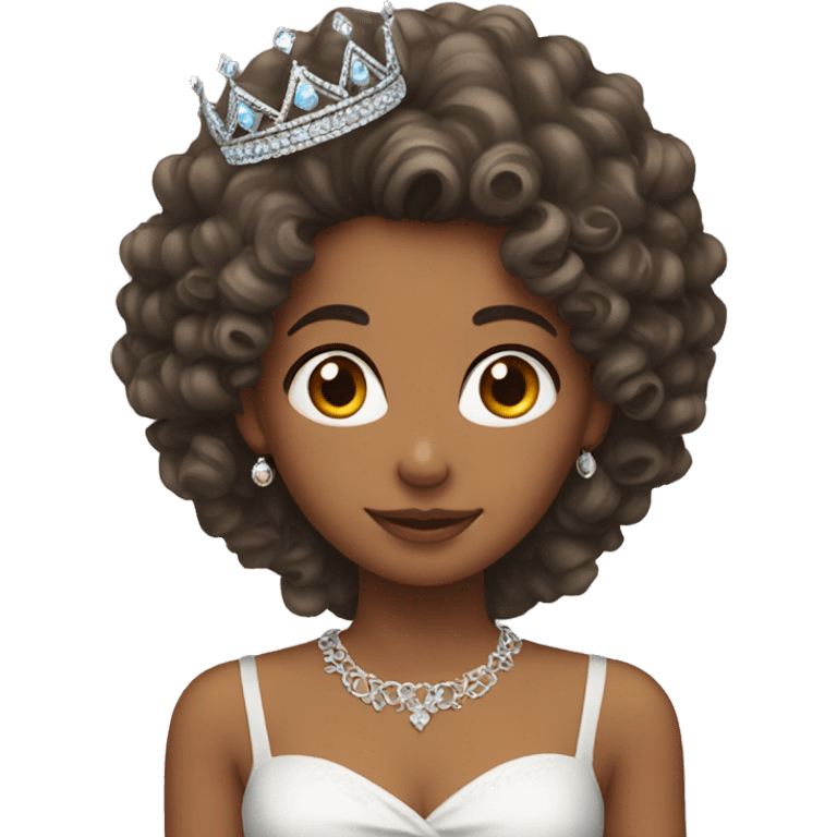 girl with curly hair and tiara  emoji