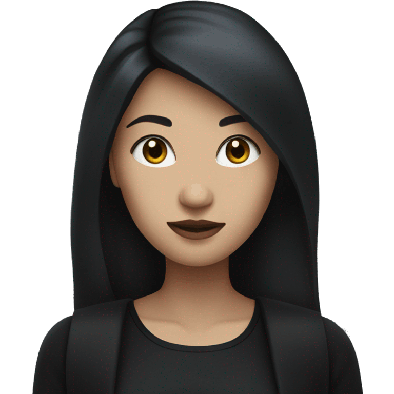 woman standing with black clothes, pale skin, and long black hair emoji