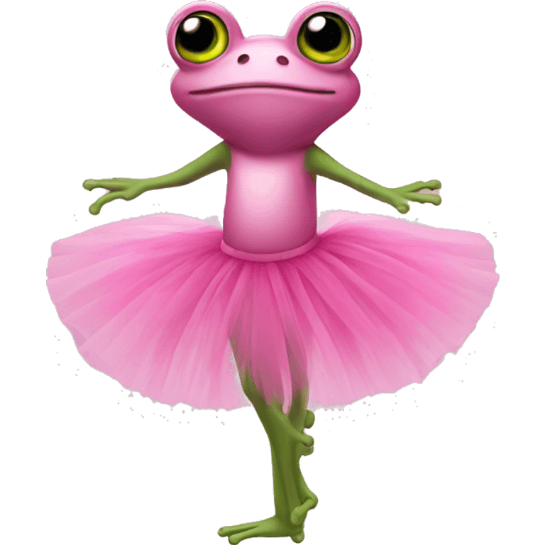 A frog in a pink tutu emoji