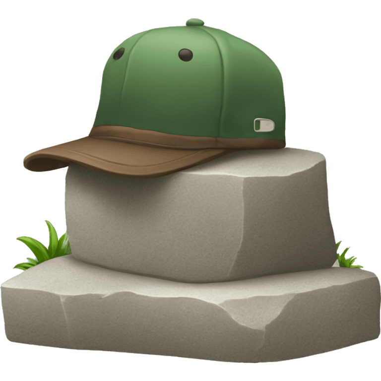 a cap on top of a stone emoji