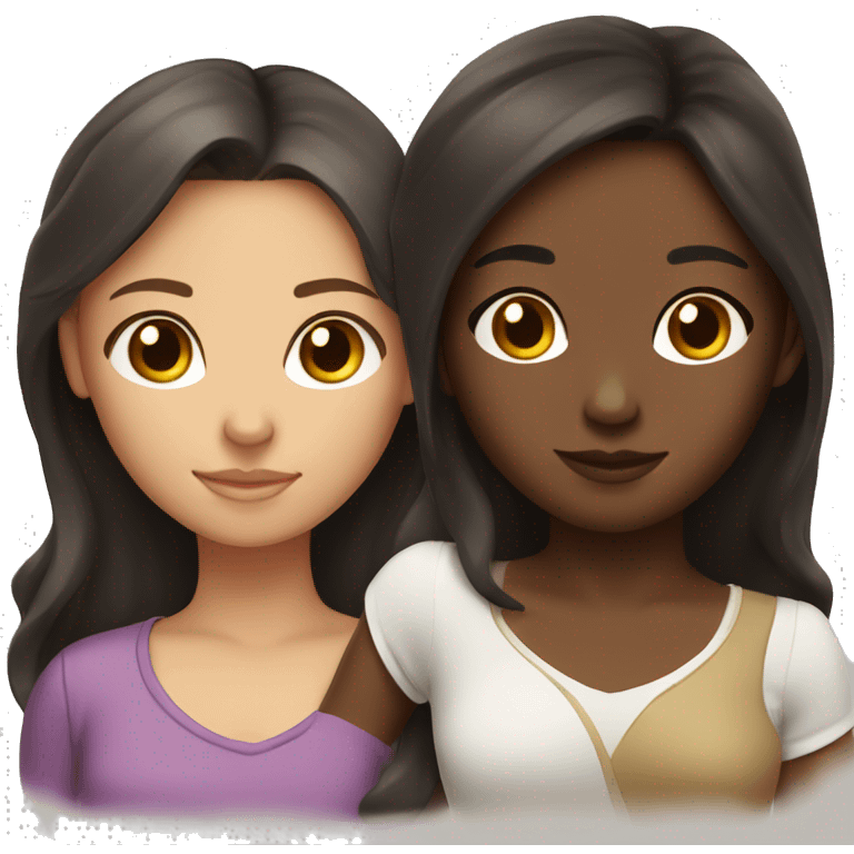 Two girls napping. One with brown skin and dark hair and another with white skin and dark hair emoji