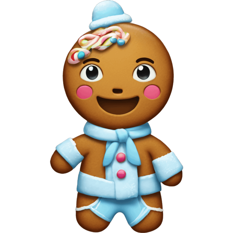 Cute New Year gingerbread man emoji