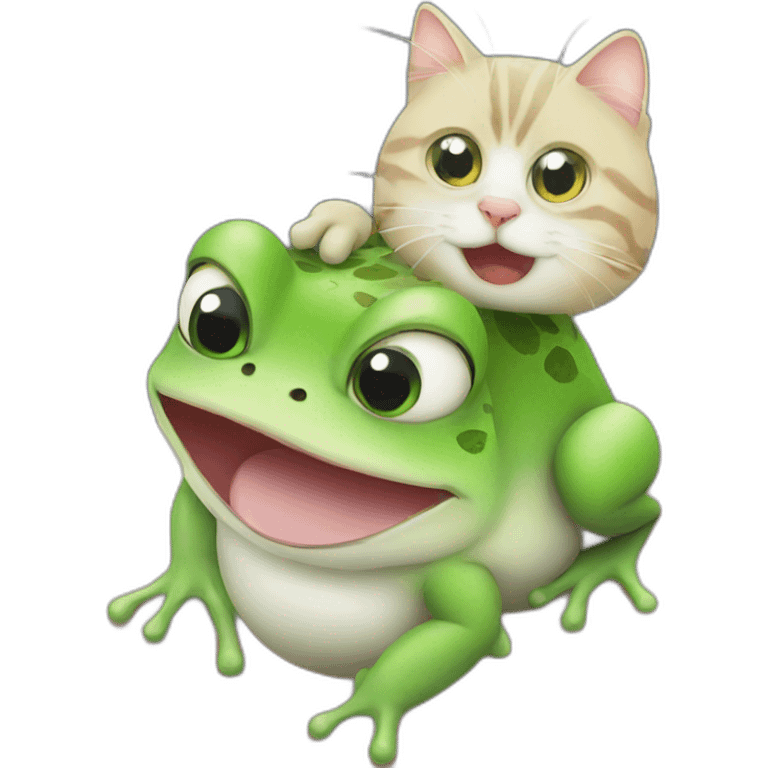 a frog with his best friend cat emoji