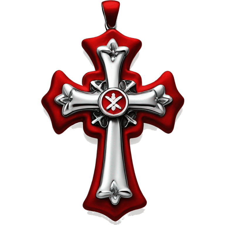 Sharp chrome hearts cross red emoji