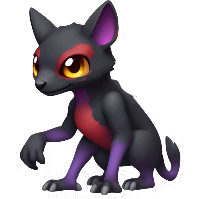 Cute cool dark black red purple animal hybrid Fakemon full body emoji