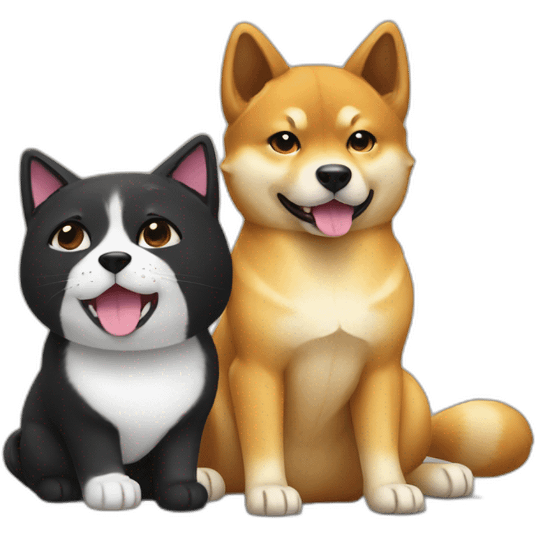 shibainu and black cat emoji