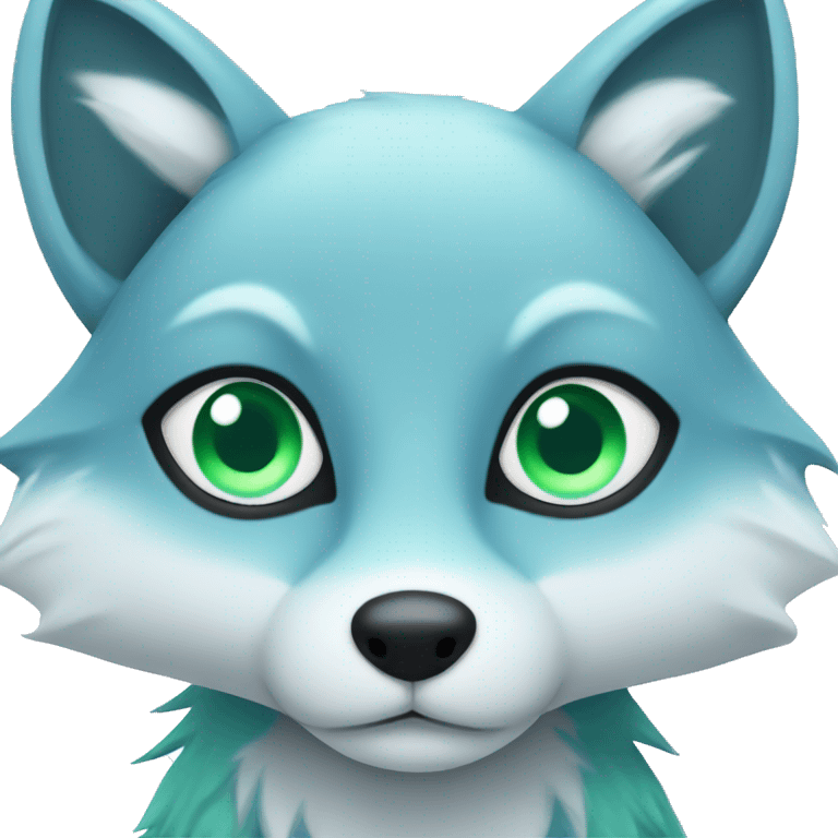 blue fox with mint green eyes  emoji