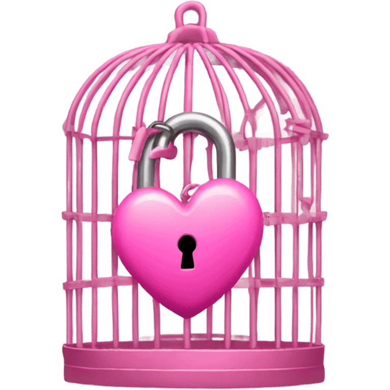 Pink heart locked In cage with a lot of locks emoji