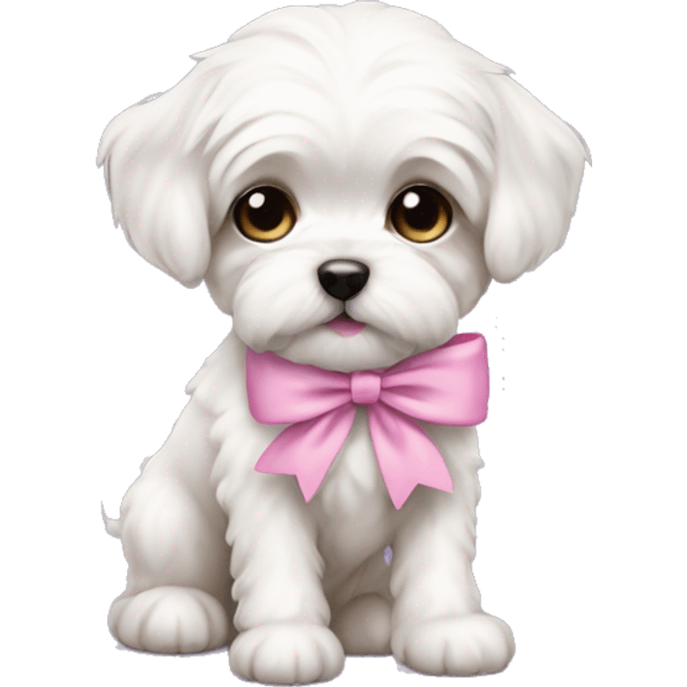 Schichon puppy pink bow emoji