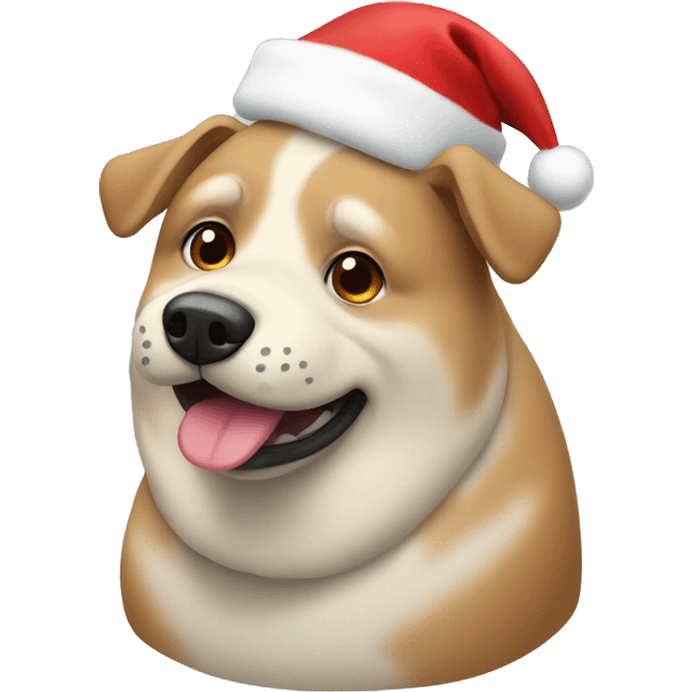 Fat dog with Christmas hat emoji