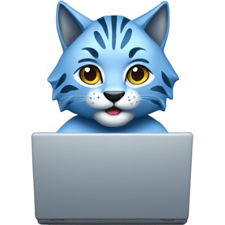 A blue lynx with a laptop emoji