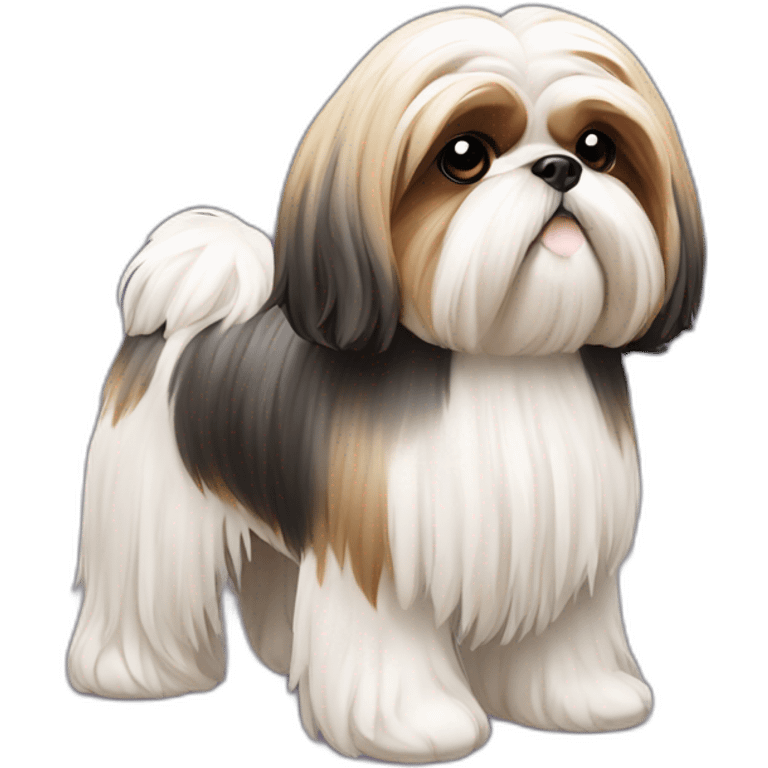 Dog Shih Tzu with long wool full-height stand up emoji