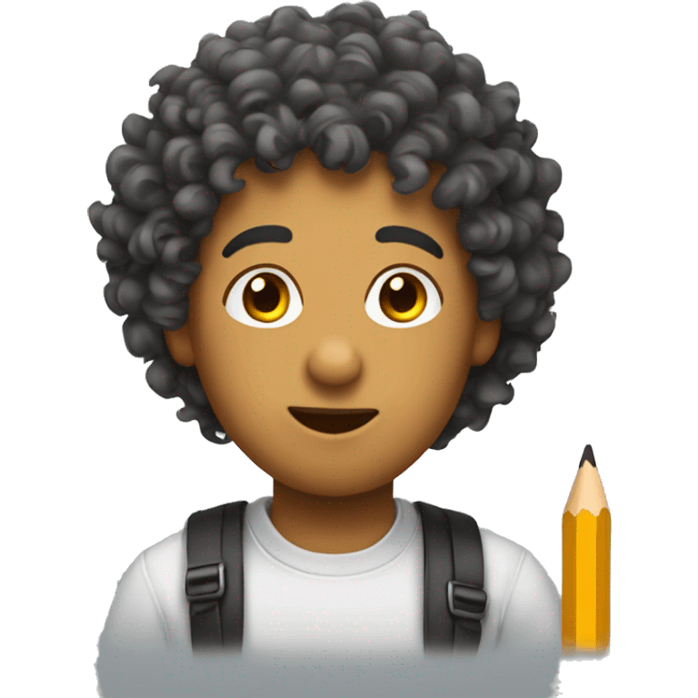 pencil with curly hair emoji