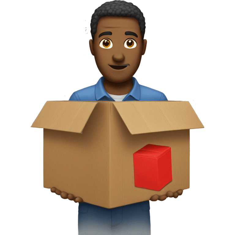 man throwng a small red carboard box  emoji