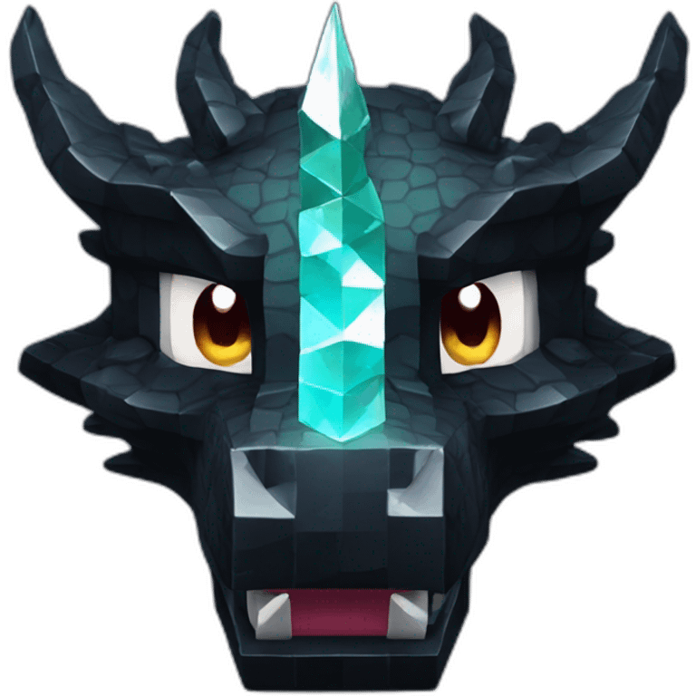 Minecraft Glitter Black Dragon Head With Diamond Horn emoji