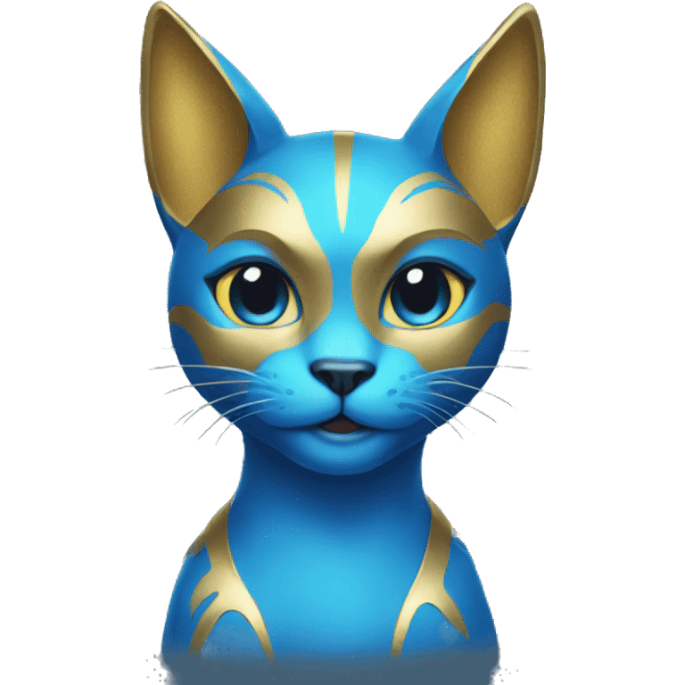  A blue cat with horns and a gold shirt emoji