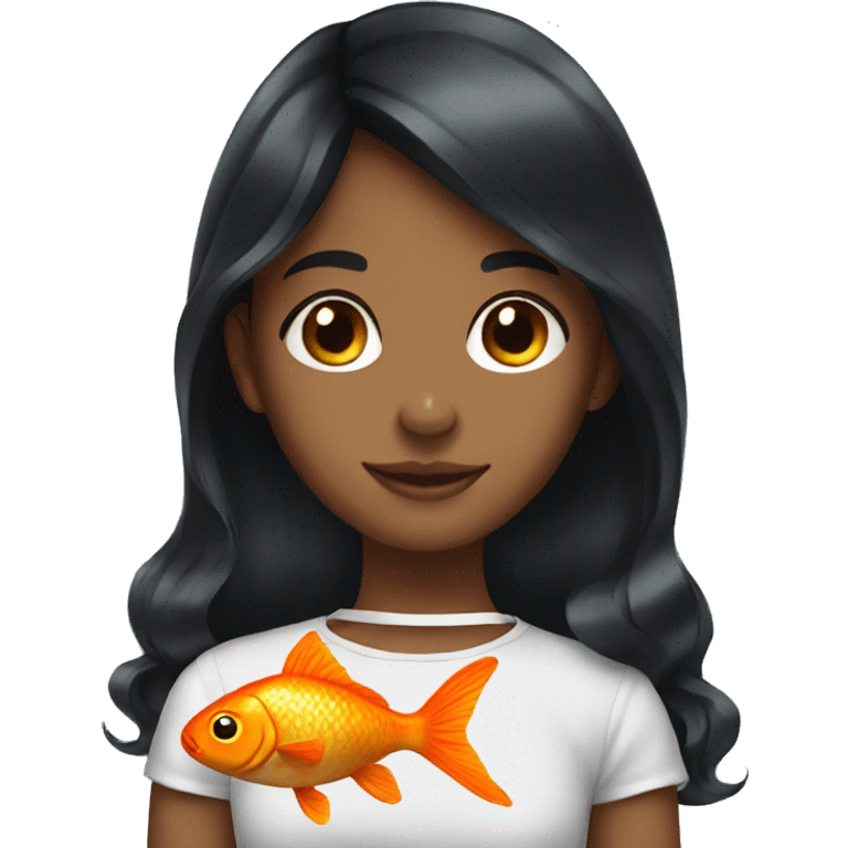 Black haired girl with goldfish  emoji