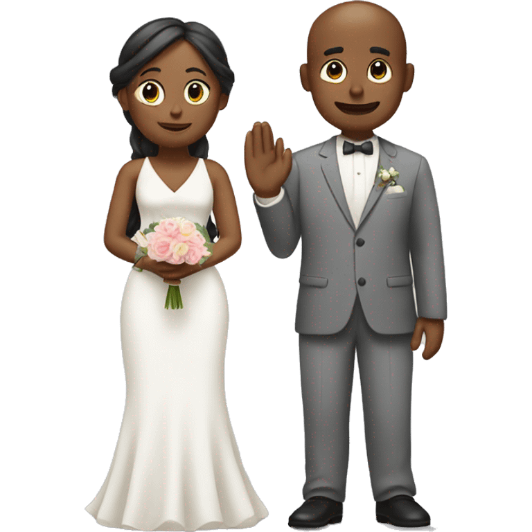 a man and woman saying namaste in wedding emoji