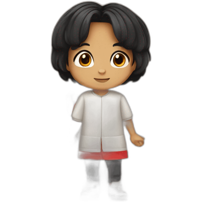 black hair chibi boy in hotdog costume emoji