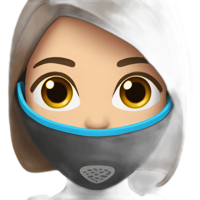 a woman with a black scubadiver suit. pink dive mask, with blues eyes inside the dive mask. brown largue and straight hair emoji