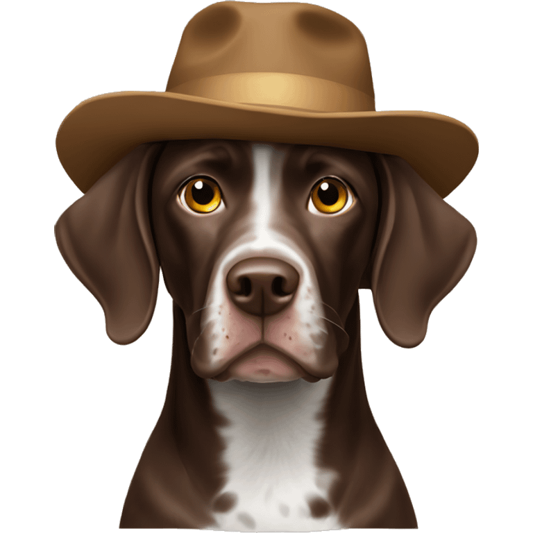 Brown German short haired pointer with a hat emoji