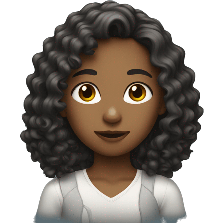 a girl with long dark curly hair emoji