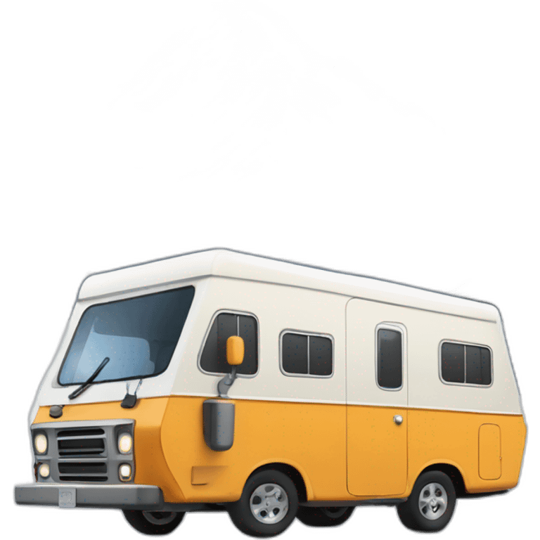 bernese mountain dog driving motorcamper in snow emoji