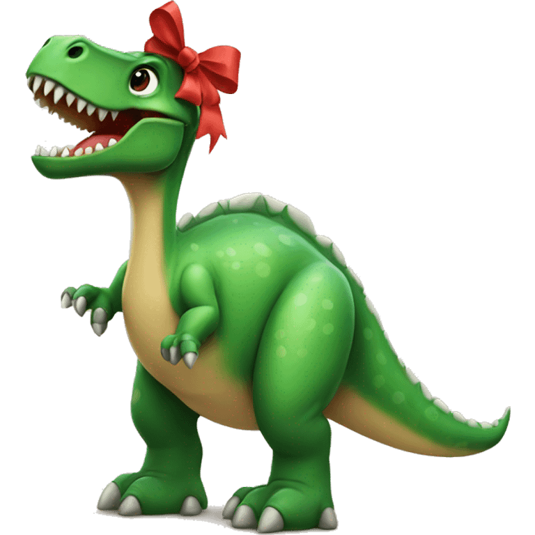 dinosaur with a bow emoji