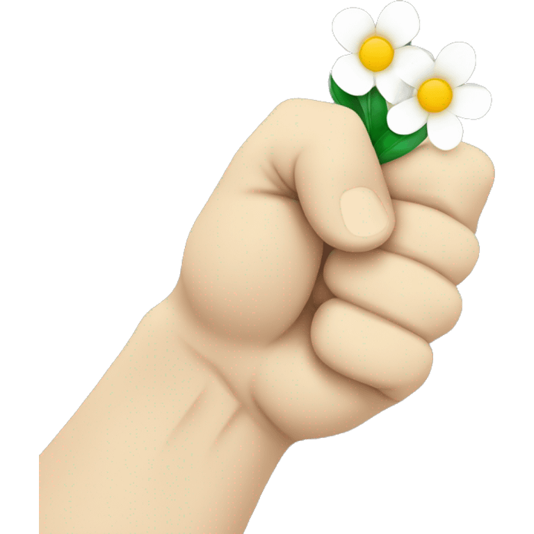 white raised fist with flower in fist emoji emoji