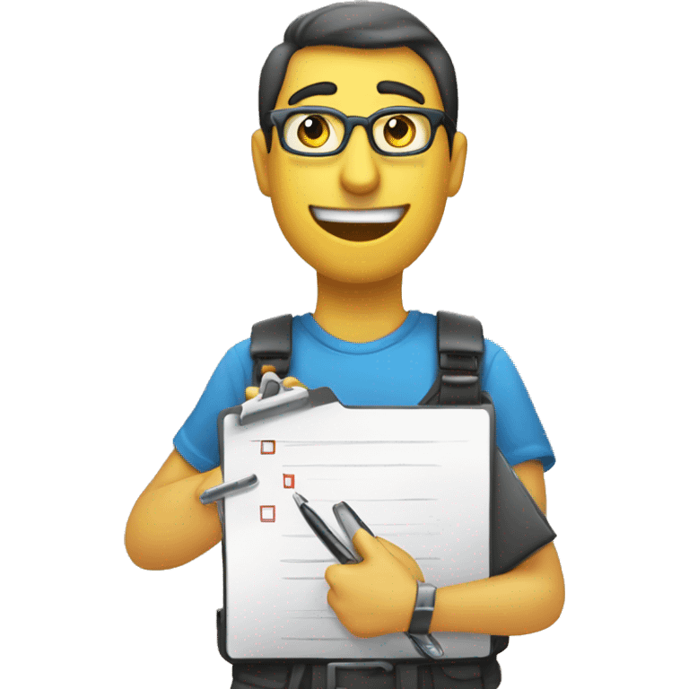 Create an emoji that represents the concept of completing tasks, featuring a checklist with colorful checkmarks. Include a clipboard or a notepad in the background for a productivity theme. emoji