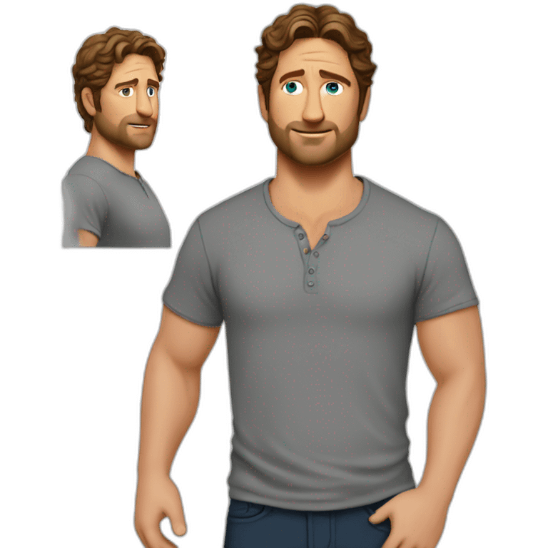 actor gerard butler cartoon wearing henley emoji