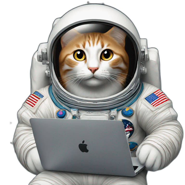 cat astronaut with mac book emoji