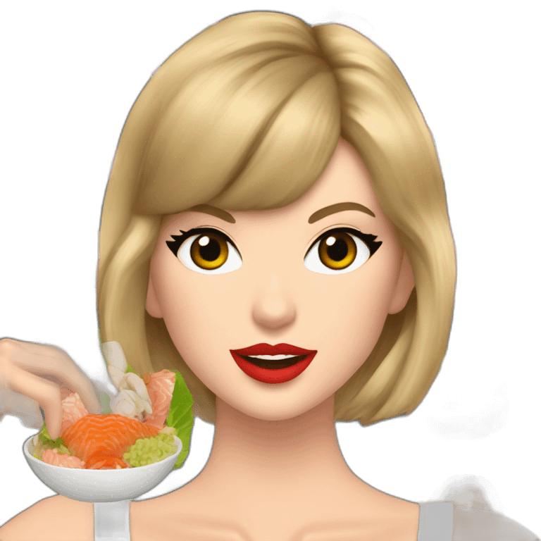 Taylor Swift qui mange des sushis emoji