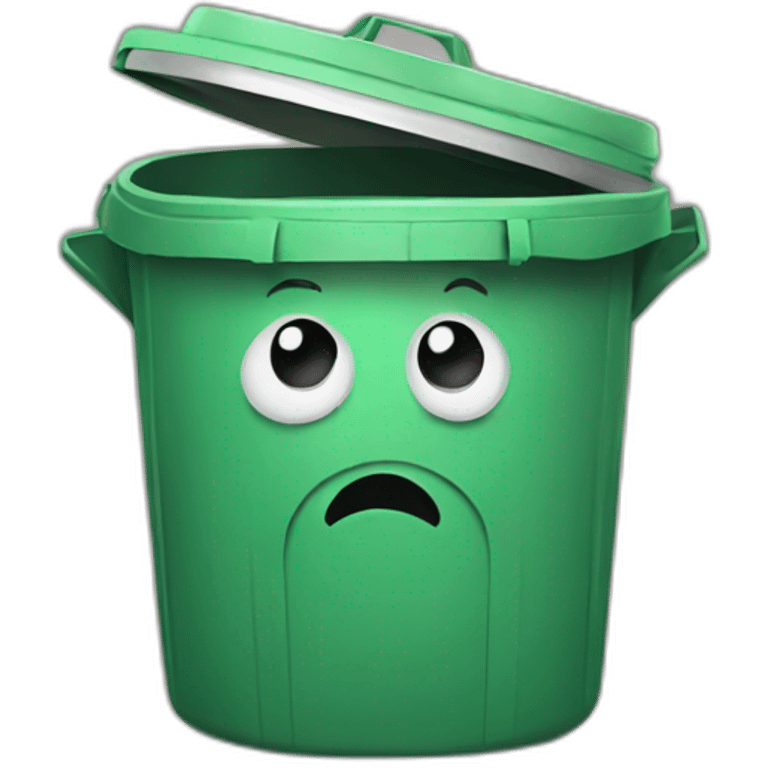 Trash bin with a face emoji