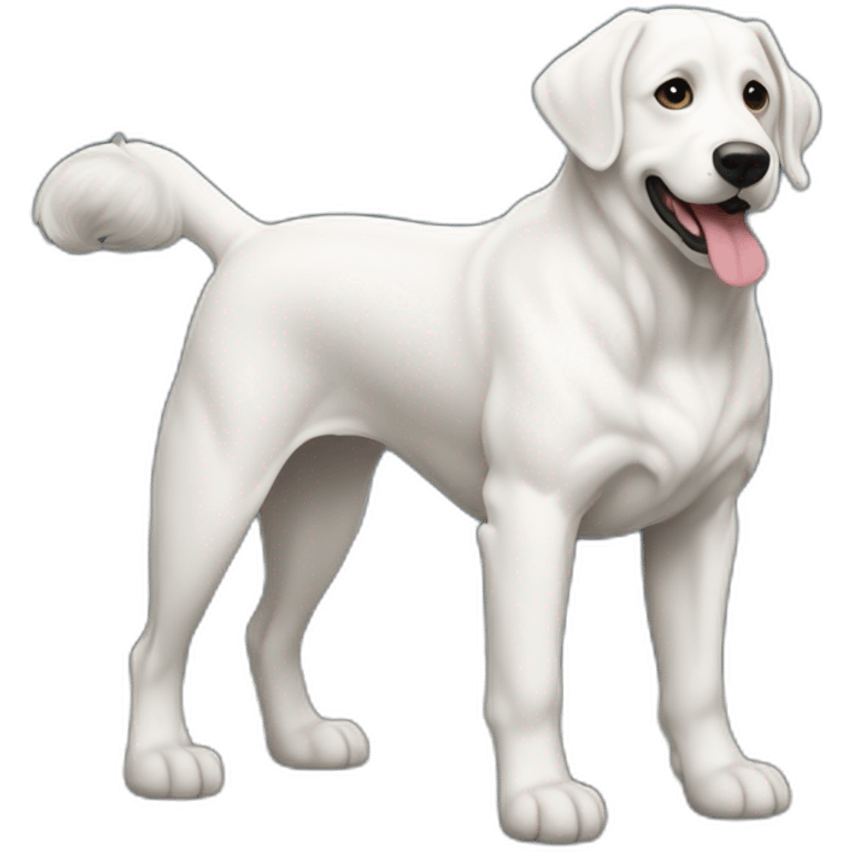 perro gigante de los Pirineos grande blanco con un moño en la cebza emoji