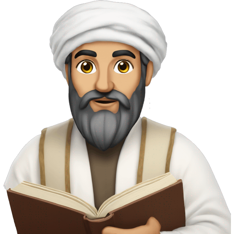 Nizami Ganjavi persian medieval author with a book in hands and black beard emoji