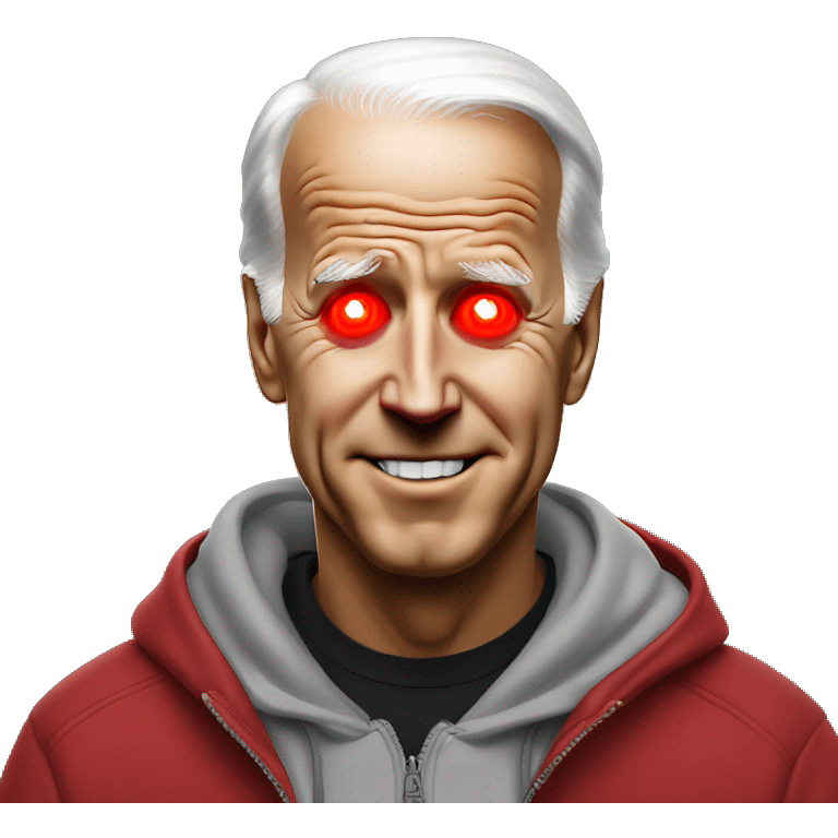 joe biden in a hoodie with bright red glowing laser eyes  emoji