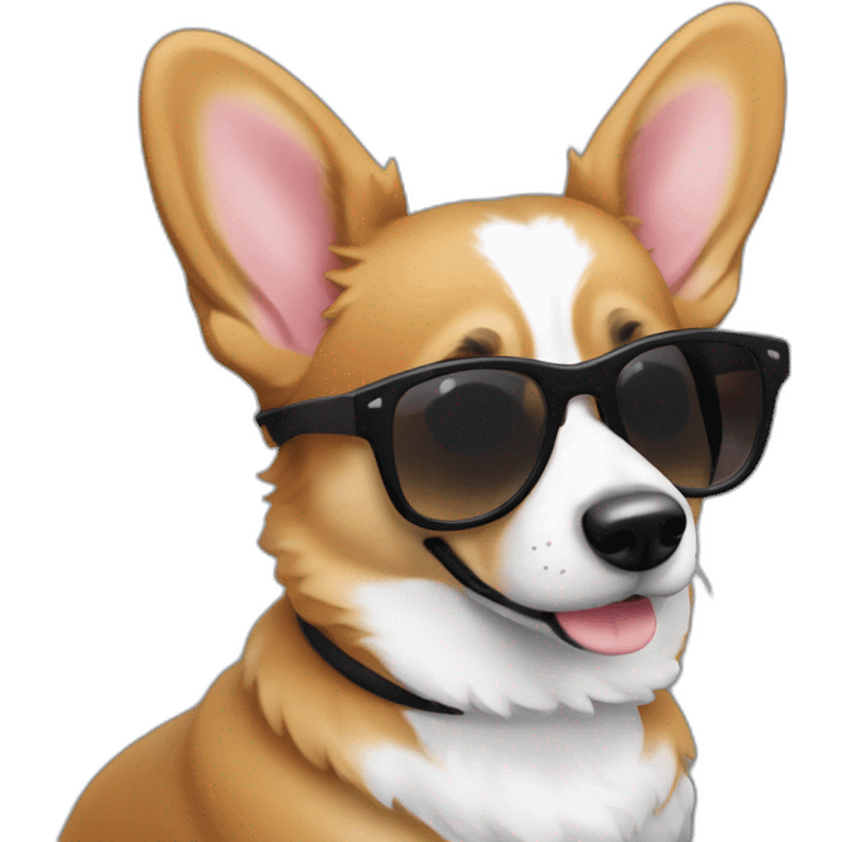 Corgi negro gafas de sol emoji