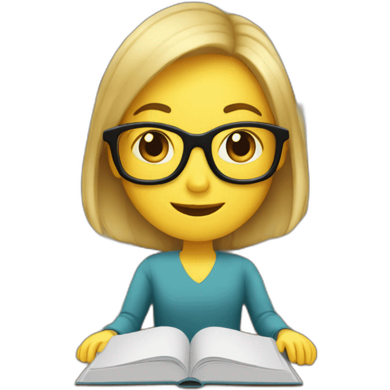 english teacher talking about a book at the front of class\ emoji